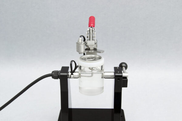 Sanitary End Tester for ER-1 Enamel Rater with sample positioned in the test chamber