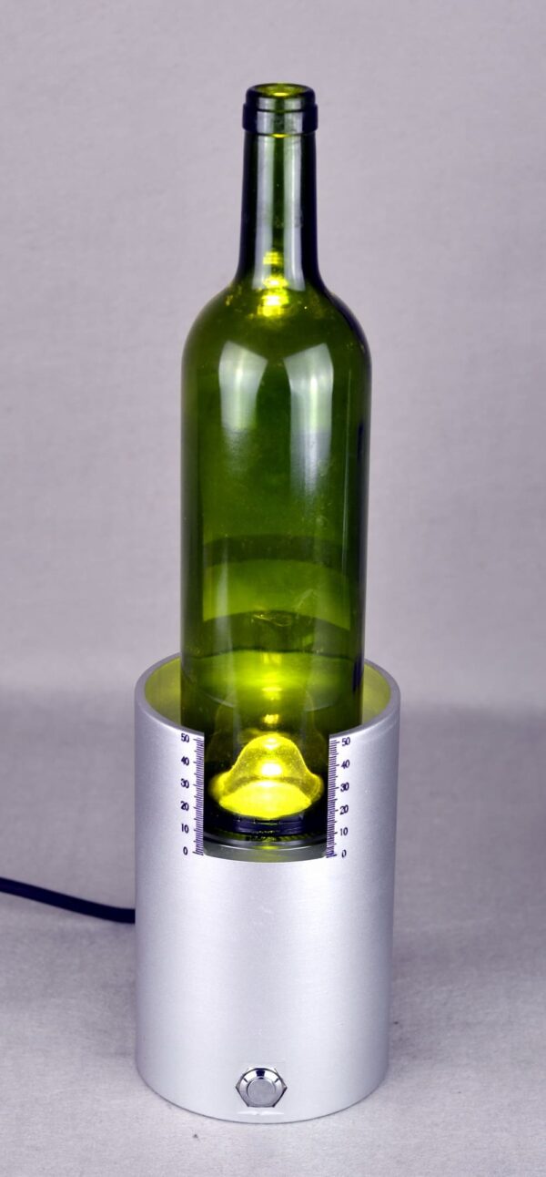 LS-1 Dome Height Lighting System for glass bottles showing LED lighting and measurement graduations