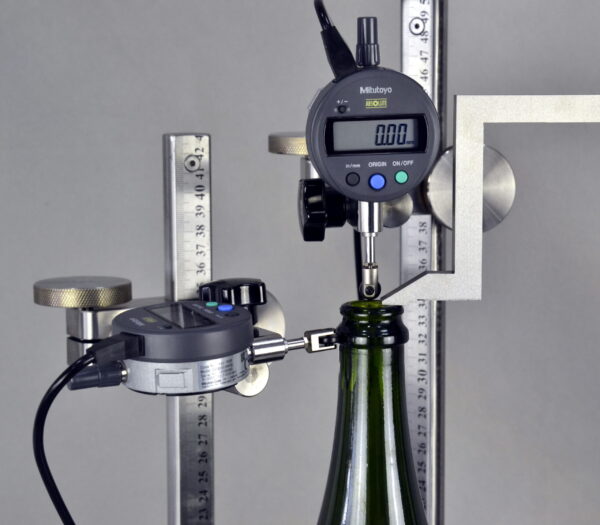 Universal Bottle Perpendicularity Tester model UBPT-3 measuring heads close up view
