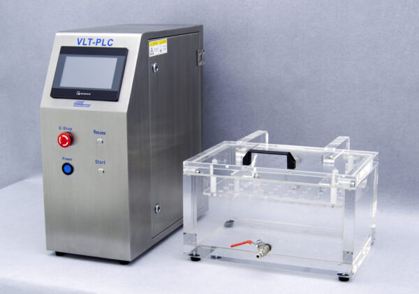 VLT-PLC Vacuum Leak Tester with advanced PLC control panel for accurate leak detection in bottles and containers.