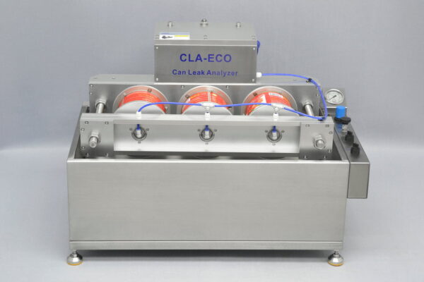 Can Leak Analyzer for testing the secure seal of 3-piece tinplate cans.