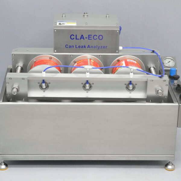 Can Leak Analyzer for testing the secure seal of 3-piece tinplate cans.