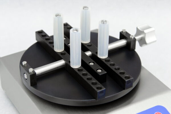 Precision laboratory sample holder with adjustable positions.