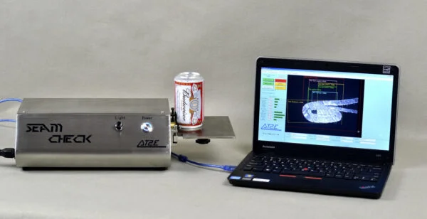 SeamCheck Automatic Double Seam Projector showing high-definition image capture and measurement software