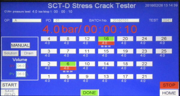 SCT-D Stress Crack TesterTesting Screen