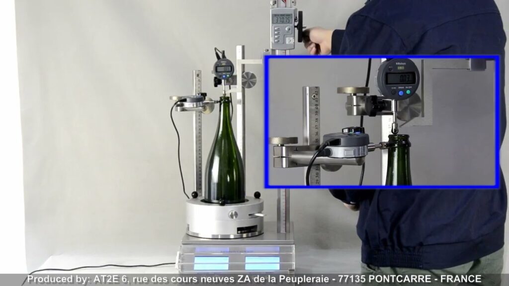 Universal Bottle Perpendicularity Tester with Mouth Clearance Gauge in action